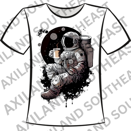 DTF Design: Astronaut Drinking Coffee