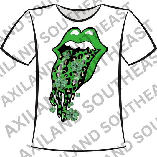 DTF Design: St. Patricks Day Green Rolling Stone Lips