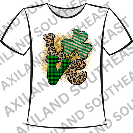 DTF Design: St. Patricks Day Green Love Pattern