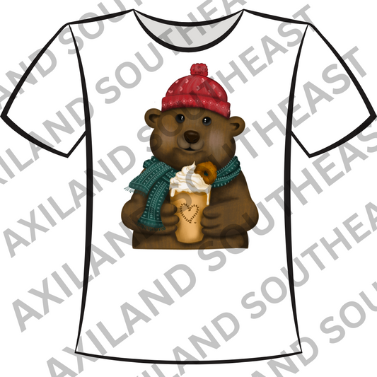 DTF Design: Cute Bear with Coffee