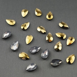 Tear Drop Shape Rhinestone 5x8mm NON Hot-fix Mini Bag - Gold Hematite