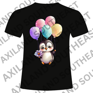 DTF Design: Cute Penguin with Balloons