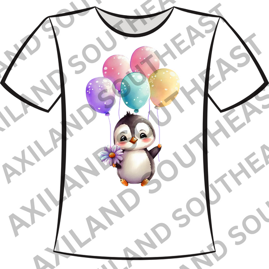 DTF Design: Cute Penguin with Balloons
