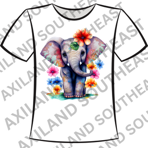 DTF Design: Cute Elephant with Flowers