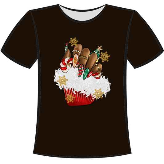 DTF Design: Afro Woman Christmas Nails