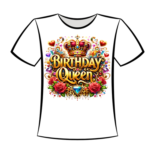 DTF Design: Colorful Birthday Queen with Crown