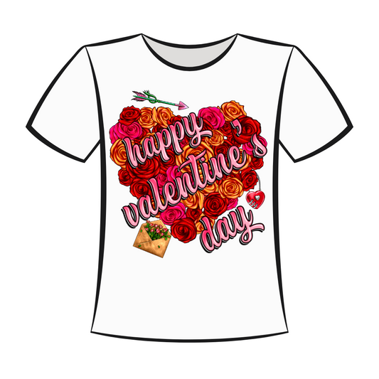 DTF Design: Happy Valentine's Day With Flowers