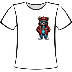 DTF Design: Red Hip Hop Teddy Bear 