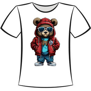 DTF Design: Red Hip Hop Teddy Bear 