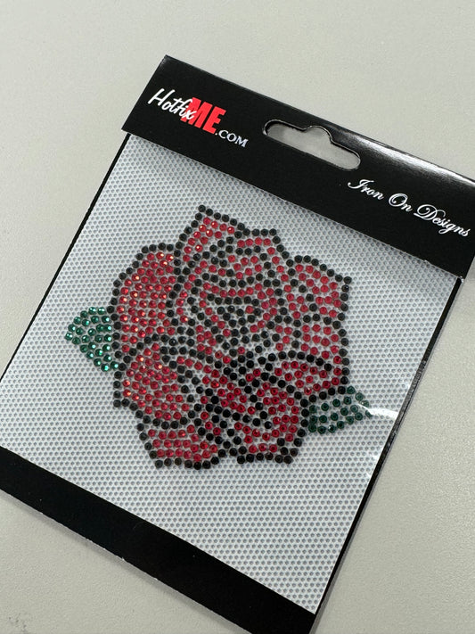 Rhinestone Rose Patch - Siam/Jet/Emerald