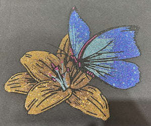 Hotfix Rhinestone Transfer: 21097 Flower With Butterfly