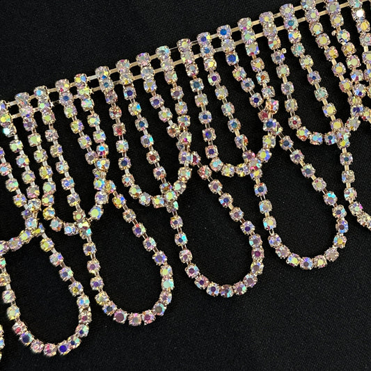 Curved fringe LA54 Rhinestone
