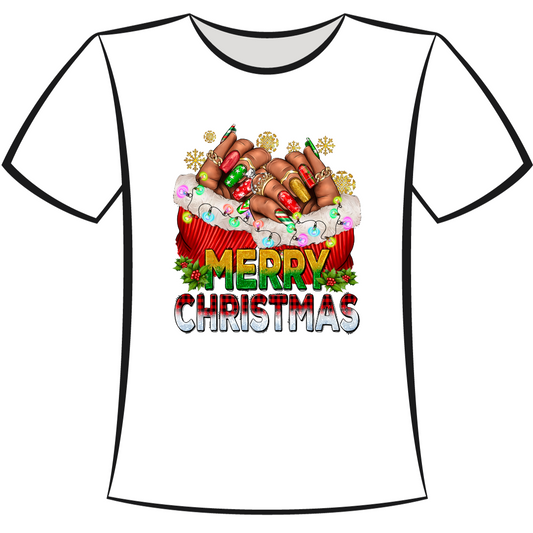 DTF Design: Merry Christmas Black Woman Nails
