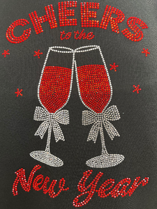 RHinestone Transfer Cheers to the New Year Siam and Crystal Clear