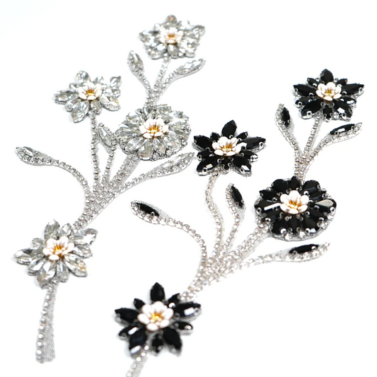 Rhinestone Flower Iron-On Patch 2406