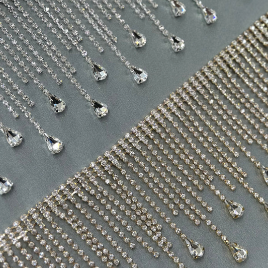 Rhinestone Fringe Tear Drops end LA-077