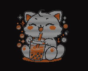 Rhinestone Transfer Boba Cat