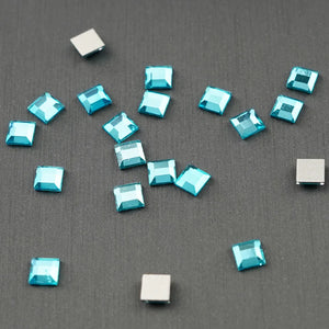 Square shape Rhinestone 4x4mm NON Hot-fix Mini Bag - Aquamarine