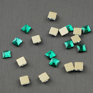 Square shape Rhinestone 4x4mm NON Hot-fix Mini Bag - Emerald
