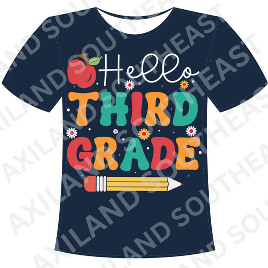 DTF Design: Hello Third Grade