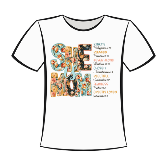 DTF Design: She Is Mom Vintage Flower