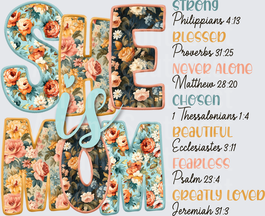 DTF Transfer - She is Mom Vintage Flowers