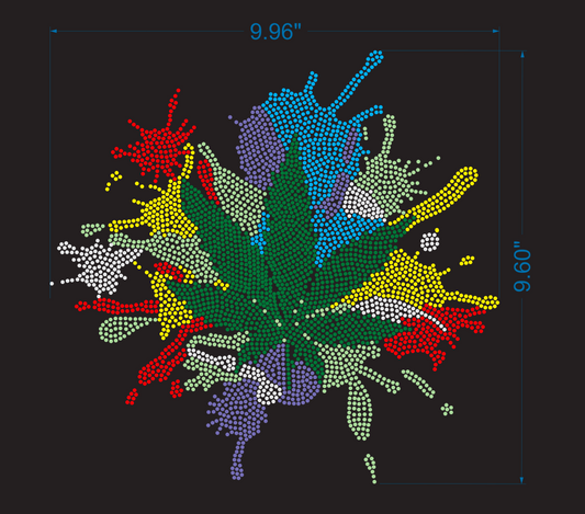 Colorful Weed Hotfix Rhinestone Transfer