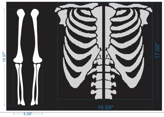 Rhinestone Skeleton Rib Cage Iron-On