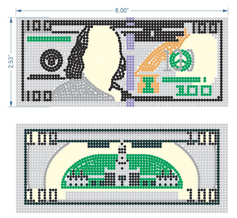 $100 Bill Rhinestone Iron-On Transfers (6-Pack) – Axiland Southeast