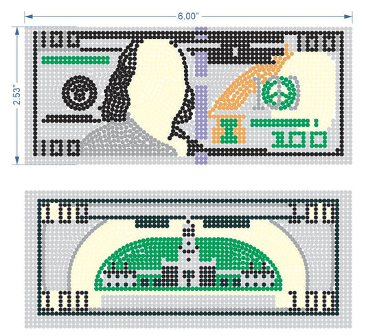 $100 Bill Rhinestone Iron-On Transfers (6-Pack)