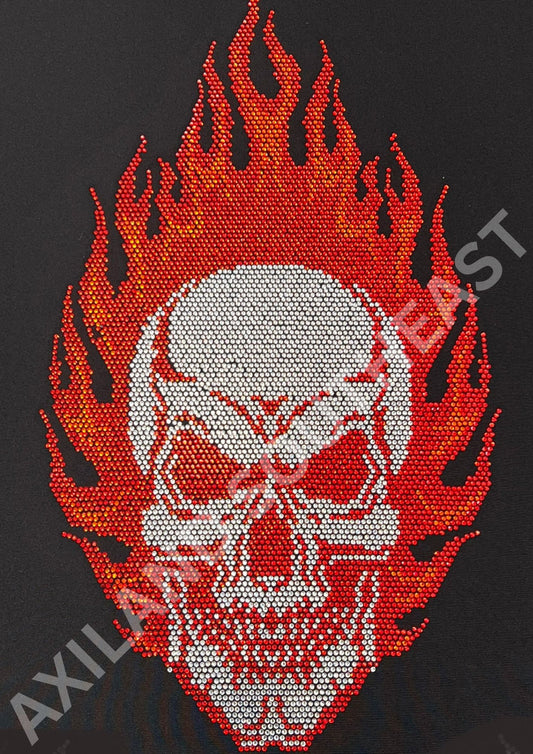 Flame Skull Hotfix Rhinestone Transfer