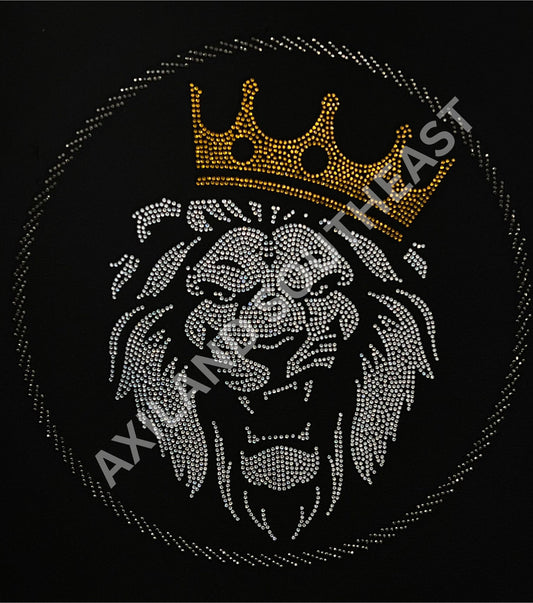 Crowned Lion Hotfix Rhinestone Transfer