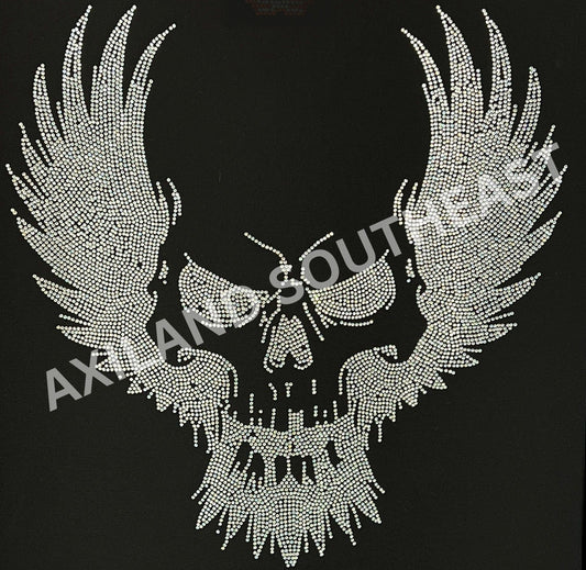 Winged Skull Hotfix Rhinestone Transfer