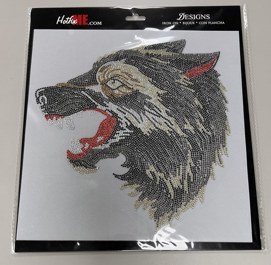 Wolf Hotfix Rhinestone Iron-On Transfer